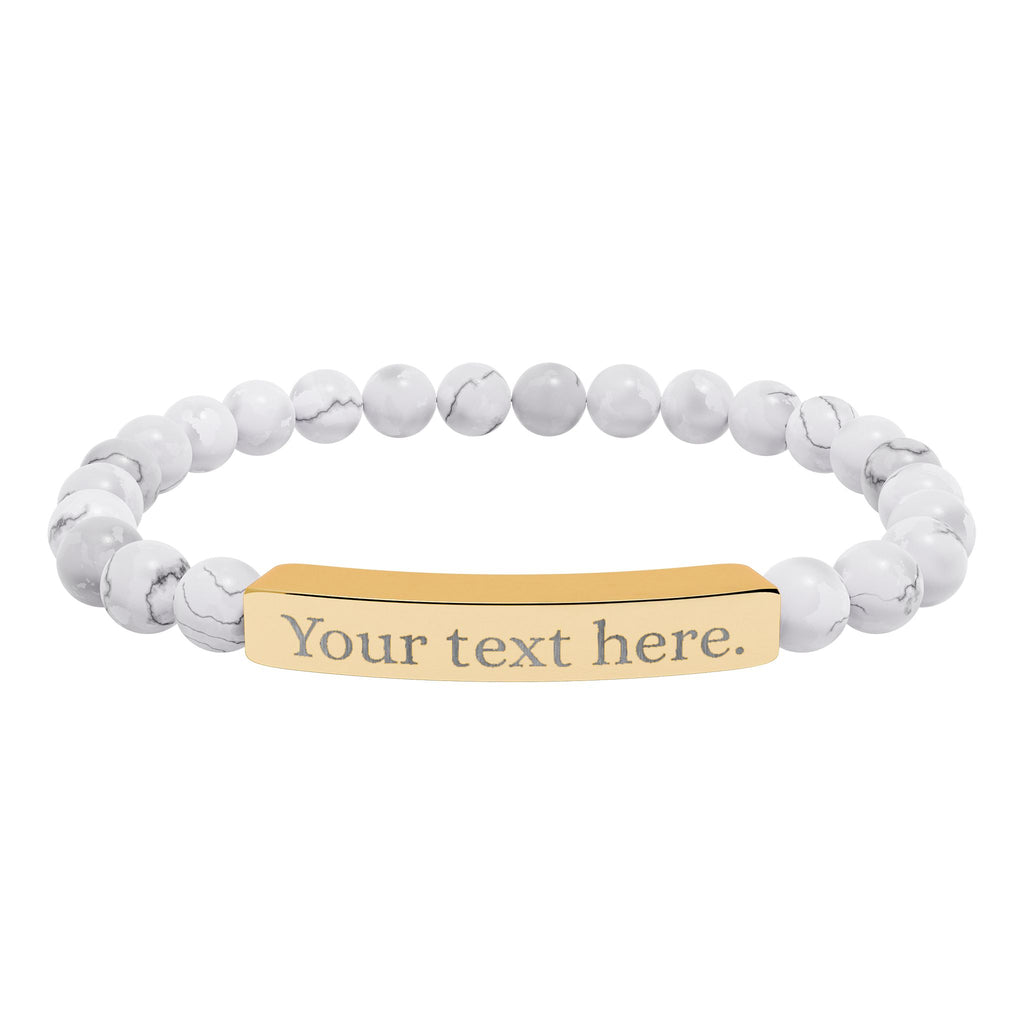 Engraved Natural Stone Beaded Bracelet