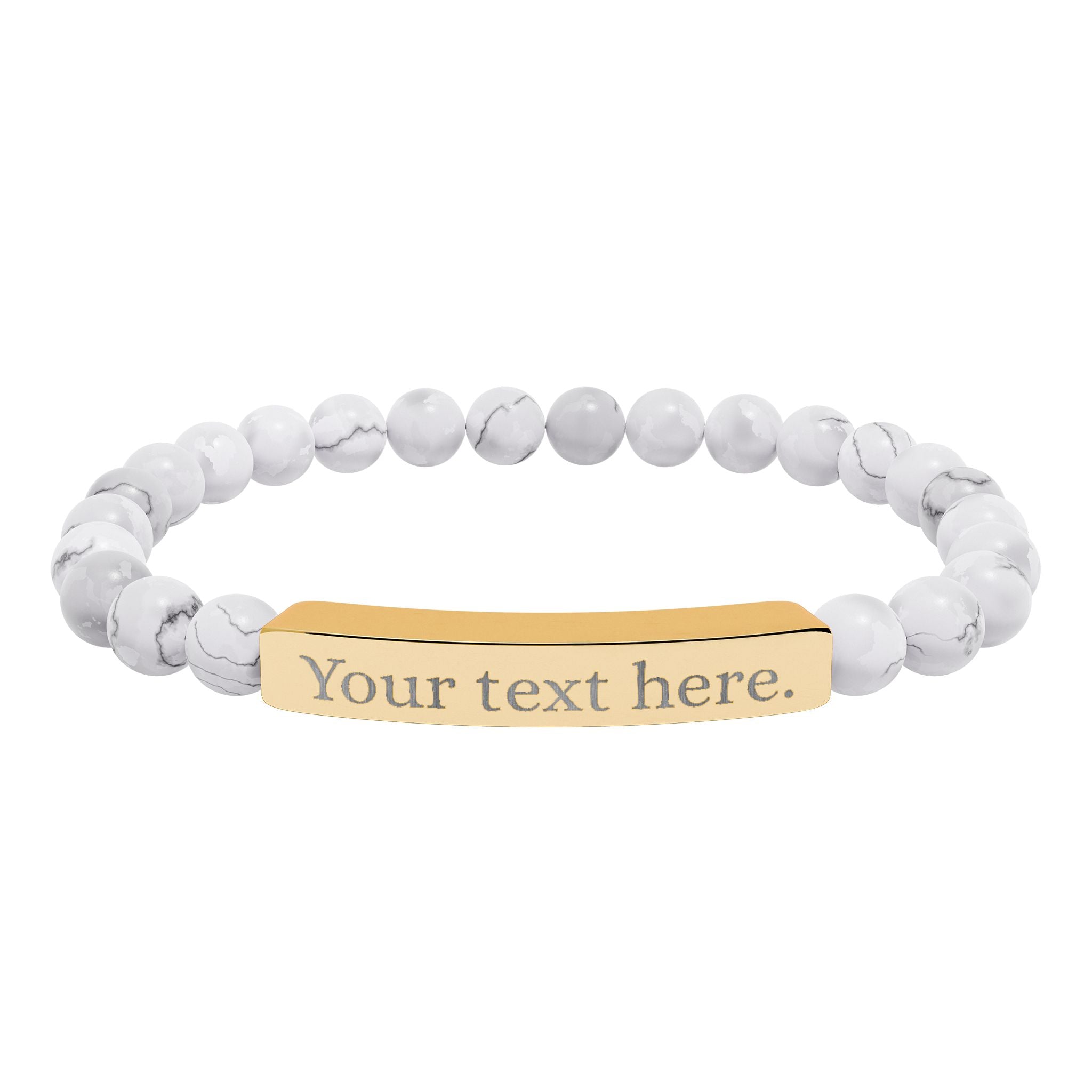 Engraved Natural Stone Beaded Bracelet
