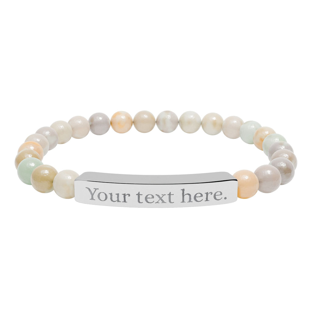 Engraved Natural Stone Beaded Bracelet