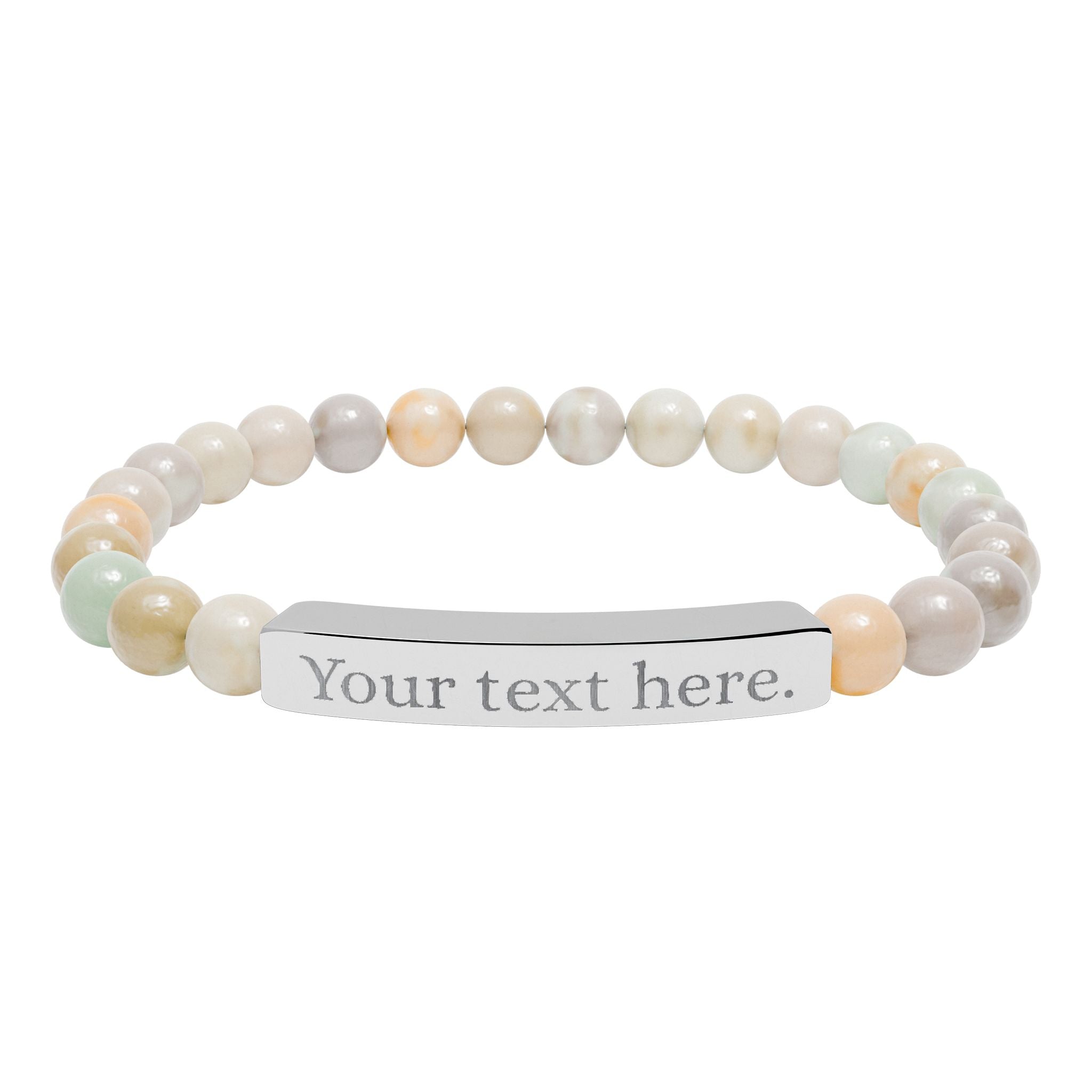 Engraved Natural Stone Beaded Bracelet
