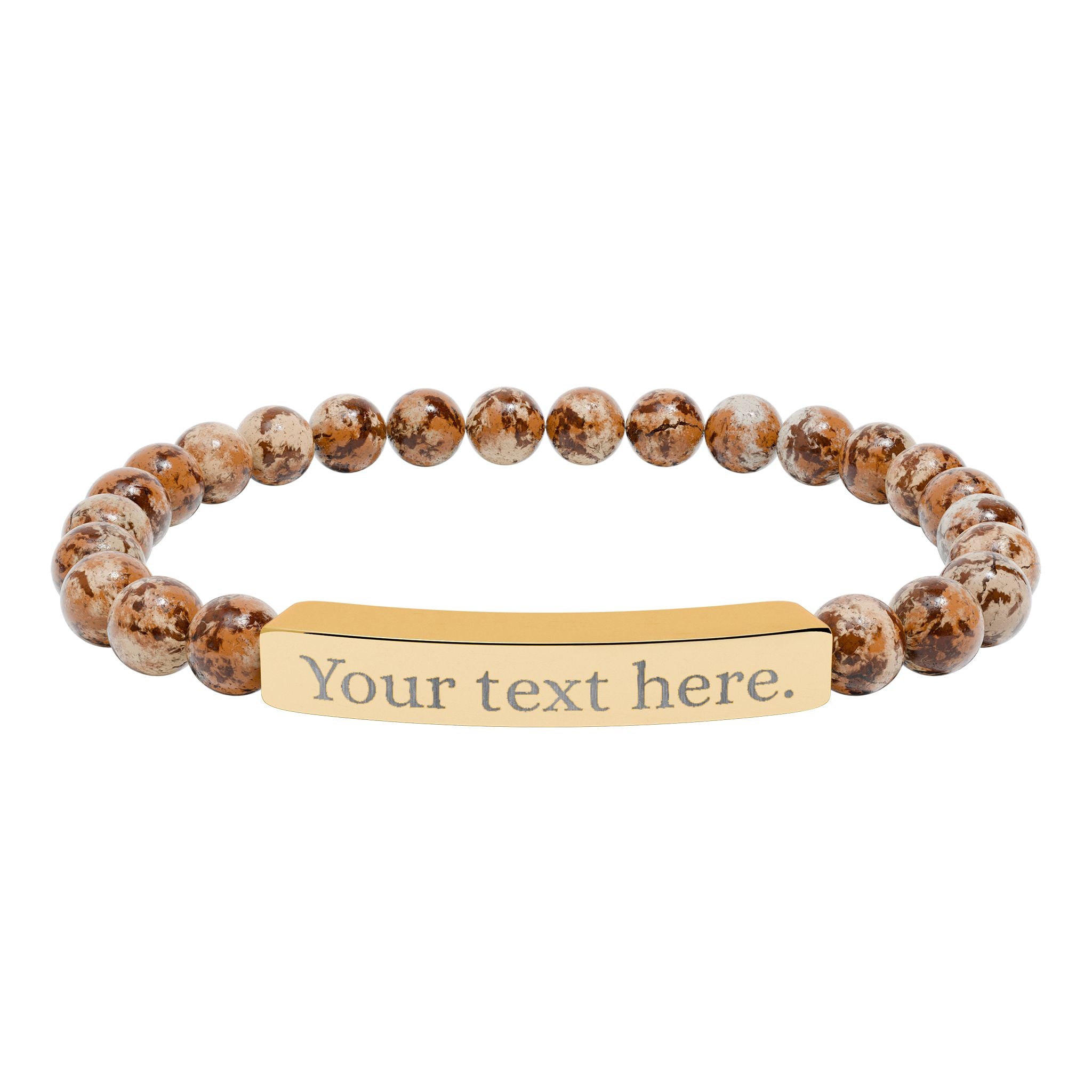 Engraved Natural Stone Beaded Bracelet