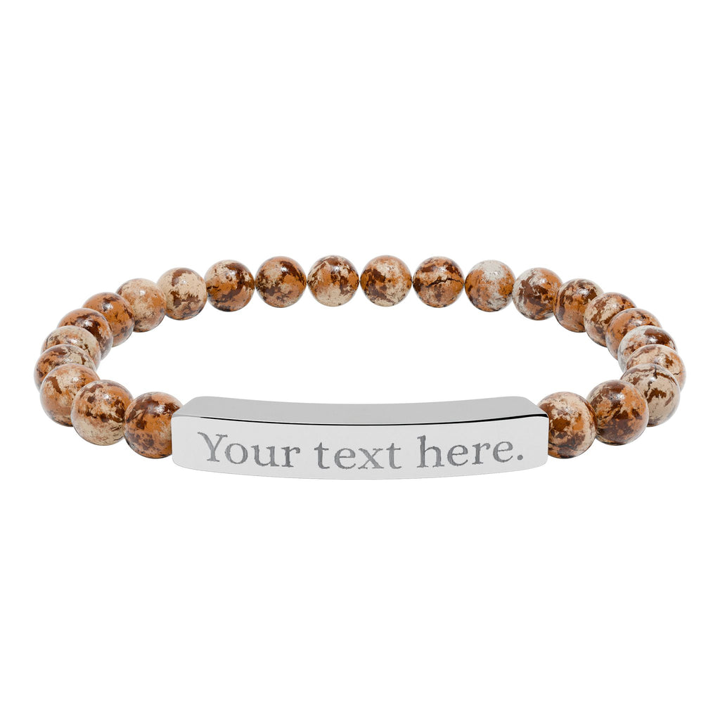 Engraved Natural Stone Beaded Bracelet