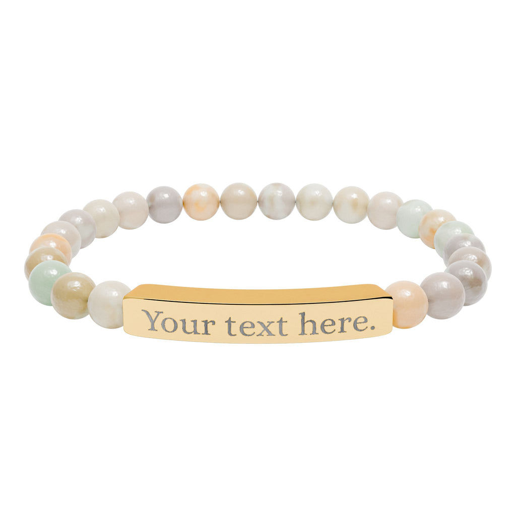 Engraved Natural Stone Beaded Bracelet