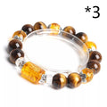 Tiger Eye Stone Three-sided God of Wealth Beaded Bracelet