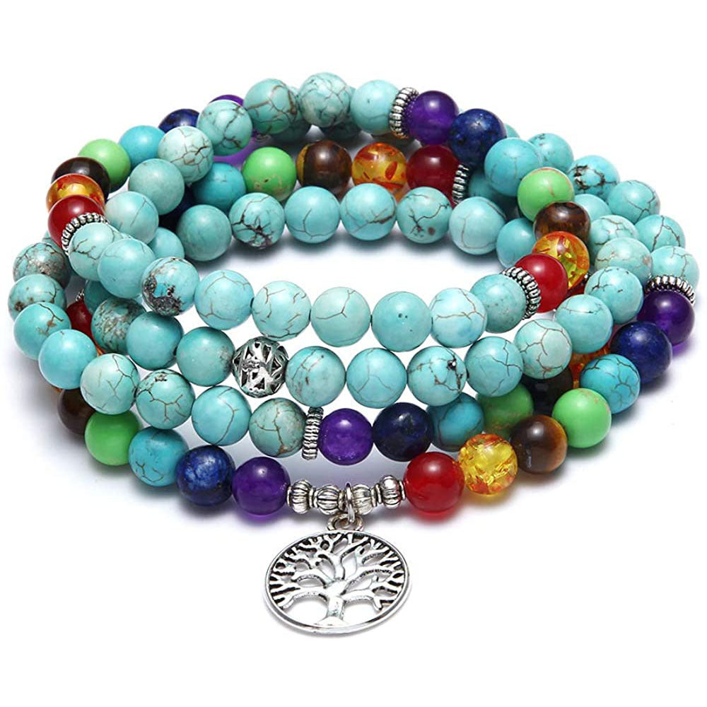 Gemstone Beaded Layered Bracelet & Necklace
